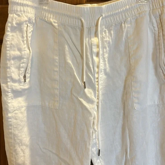Athleta Retreat Linen High Rise Joggers, White, Size 16 - Picture 6 of 10